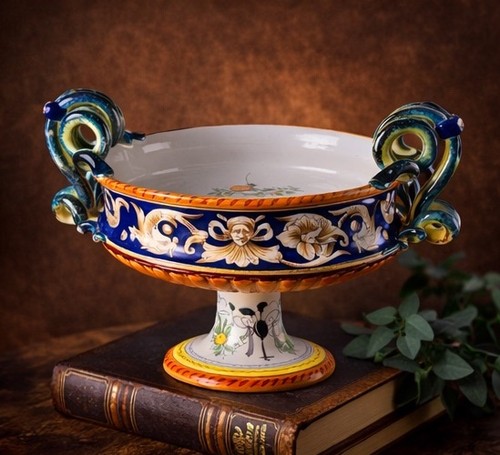 Italian majolica pedestal - italian,